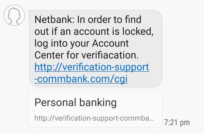 Commbank scam on SMS